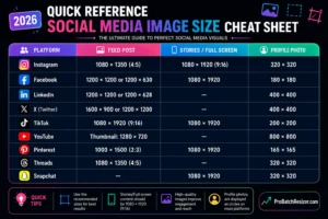 Quick Reference Social Media Image Size Cheat Sheet 2026