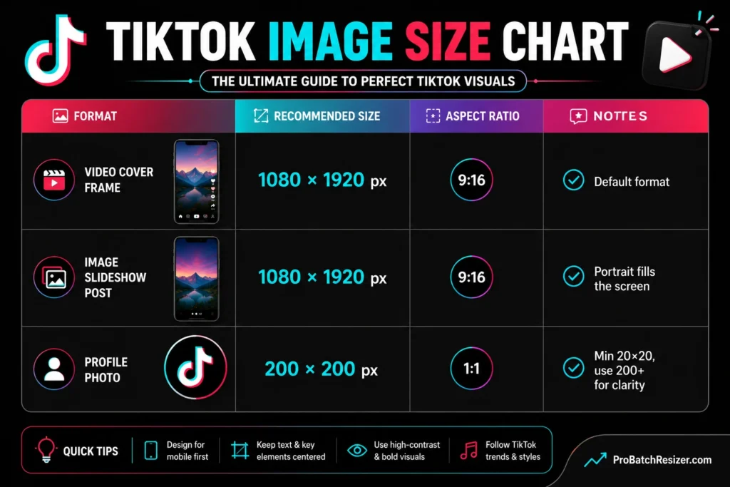 TikTok Image Sizes 2026​