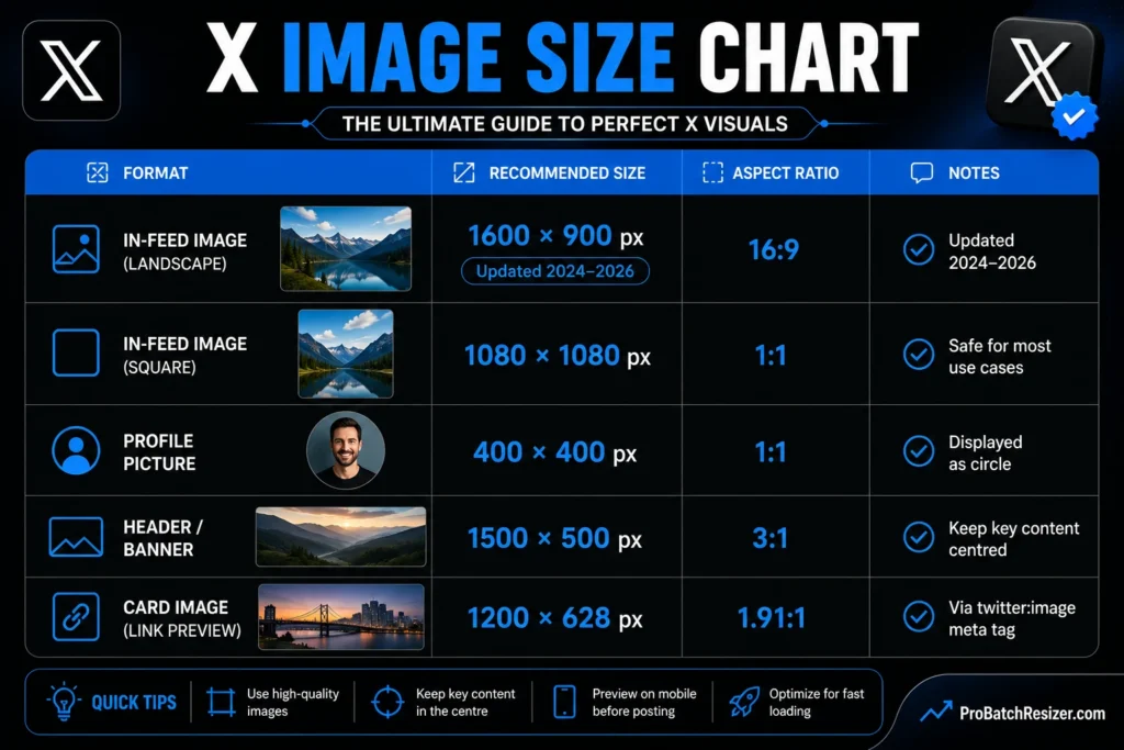 X (Twitter) Image Sizes 2026​
